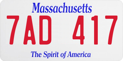 MA license plate 7AD417