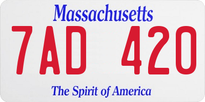 MA license plate 7AD420