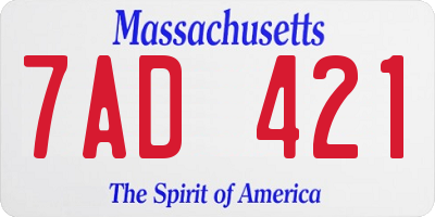 MA license plate 7AD421