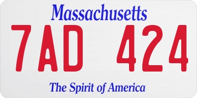 MA license plate 7AD424