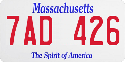 MA license plate 7AD426