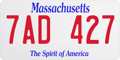 MA license plate 7AD427