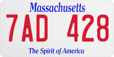 MA license plate 7AD428