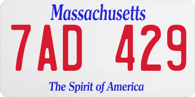 MA license plate 7AD429
