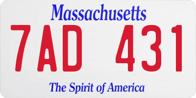 MA license plate 7AD431