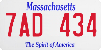 MA license plate 7AD434
