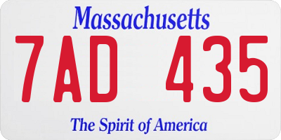 MA license plate 7AD435