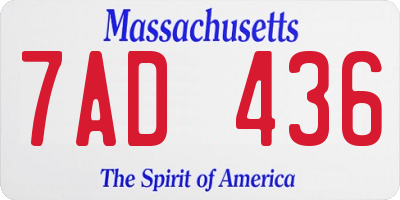MA license plate 7AD436