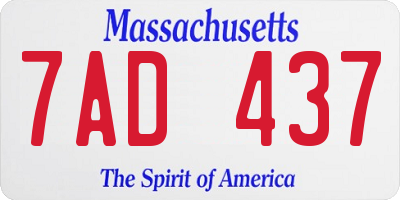 MA license plate 7AD437