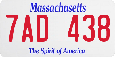 MA license plate 7AD438