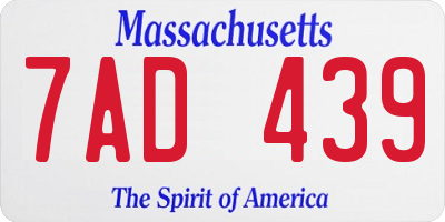 MA license plate 7AD439