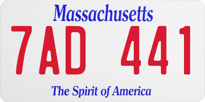 MA license plate 7AD441
