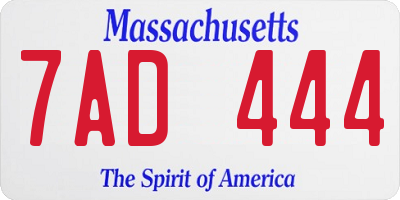 MA license plate 7AD444