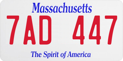 MA license plate 7AD447
