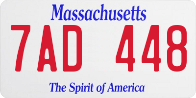 MA license plate 7AD448