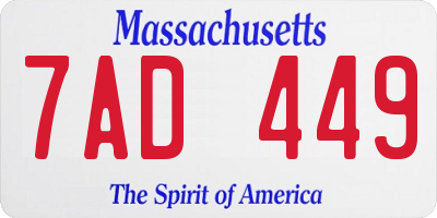 MA license plate 7AD449
