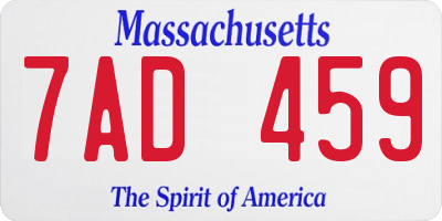 MA license plate 7AD459