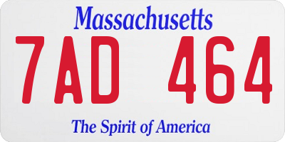 MA license plate 7AD464