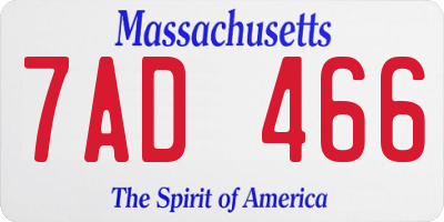 MA license plate 7AD466