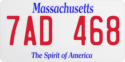 MA license plate 7AD468