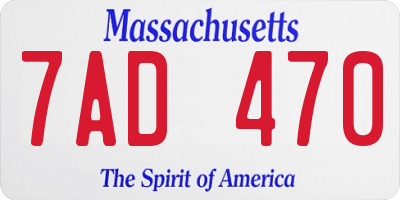 MA license plate 7AD470