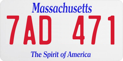 MA license plate 7AD471