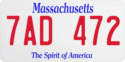 MA license plate 7AD472