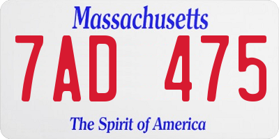 MA license plate 7AD475