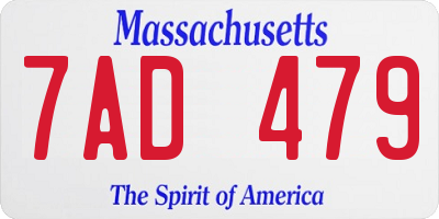 MA license plate 7AD479