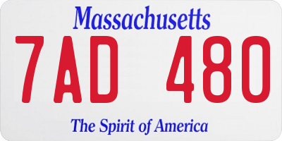MA license plate 7AD480