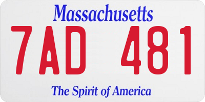 MA license plate 7AD481