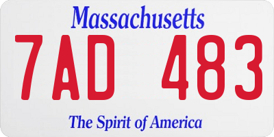 MA license plate 7AD483