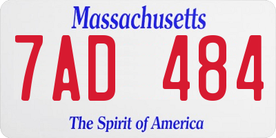 MA license plate 7AD484
