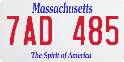 MA license plate 7AD485