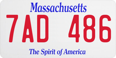 MA license plate 7AD486