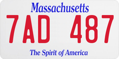 MA license plate 7AD487