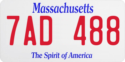 MA license plate 7AD488
