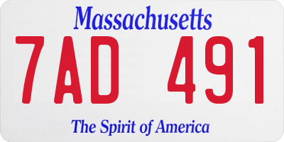 MA license plate 7AD491