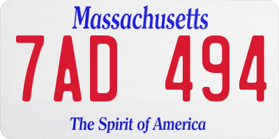 MA license plate 7AD494