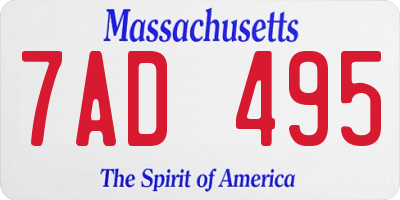 MA license plate 7AD495