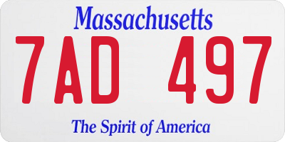 MA license plate 7AD497