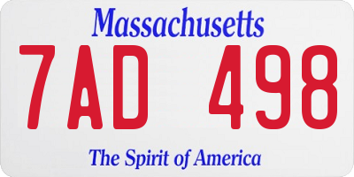 MA license plate 7AD498