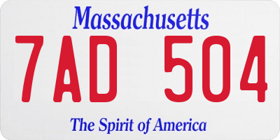 MA license plate 7AD504