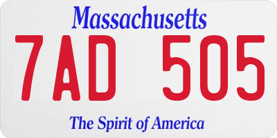 MA license plate 7AD505