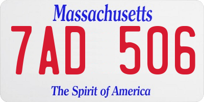 MA license plate 7AD506