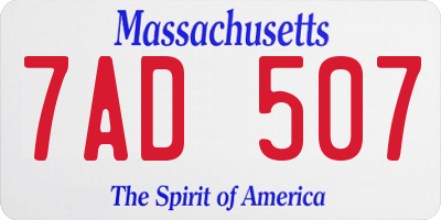 MA license plate 7AD507