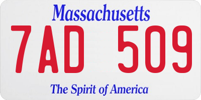 MA license plate 7AD509