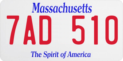MA license plate 7AD510