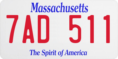 MA license plate 7AD511