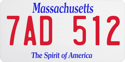 MA license plate 7AD512